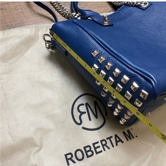 Luisa Vannini Italian Blue Studded Purse. Crossbody/Shoulder - Picture 3 of 10